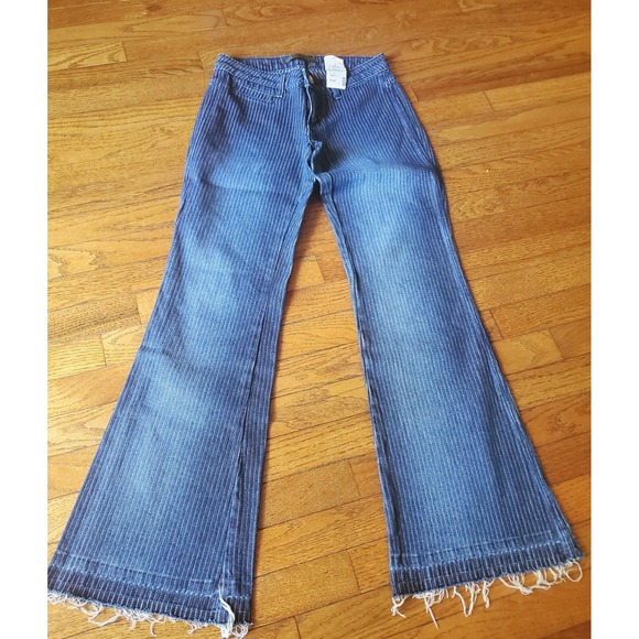 BDG Denim - Y2K NWT Women's SZ 1/2 Distressed Flare Pinstripe Boot Cut BDG Jeans Raw Hem